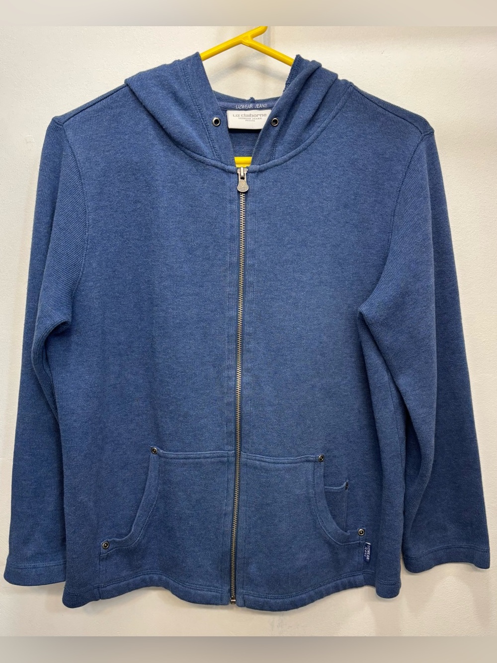Vintage Liz Claiborne Lizwear Jeans Blue Zip Up Hoodie Womens Size Small Petite